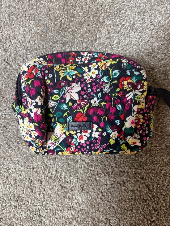 Vera Bradley Handbags - Vera Bradley Black Floral Quilted Makeup Pouch with Pink & Yellow Accents